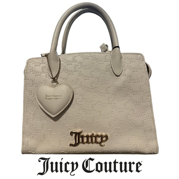 NWT Juicy Couture Crossbody Purse Ladylike Satchel Bag Cream White Crystal - Picture 1 of 12